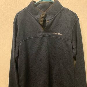 Eddie Bauer Charcoal and Brown Men's Sweater